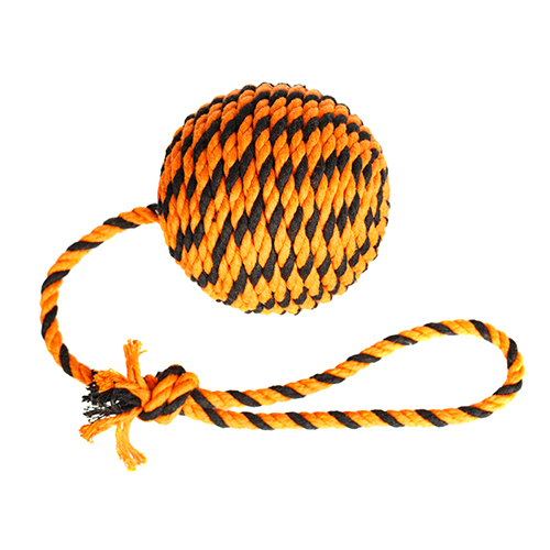 Мяч Броник большой с ручкой Doglike (оранжевый-черный), d=12 см фото 3