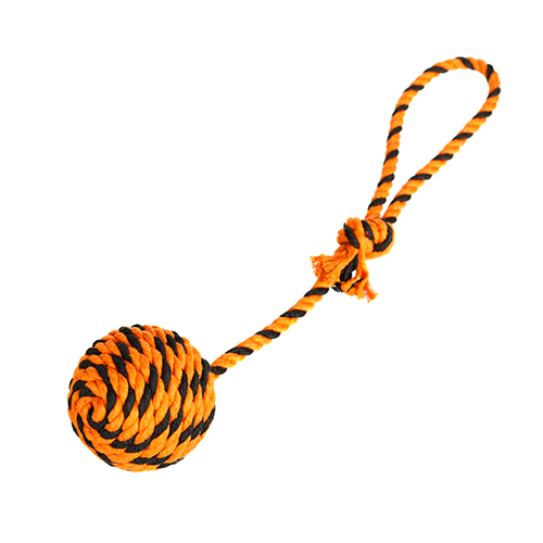 Мяч Броник малый с ручкой Doglike (оранжевый-черный), d=8 см фото 2