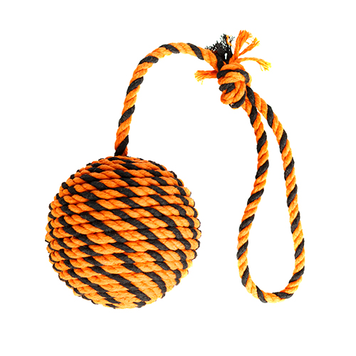 Мяч Броник большой с ручкой Doglike (оранжевый-черный), d=12 см фото 2