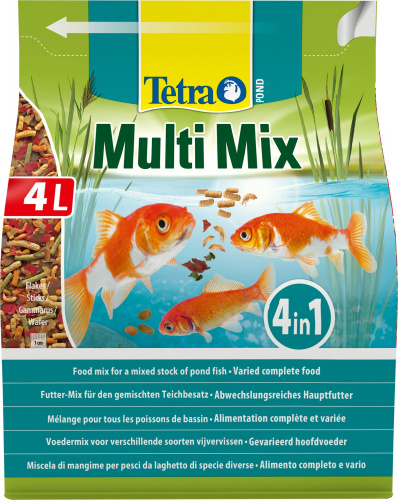 Корм Tetra Pond Multi Mix 4 л, кормовая смесь для всех видов прудовых рыб ( хлопья, палочки, таблетки, гаммарус) фото 2