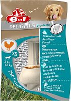 Косточка 8in1 Delights Pro Dental для очистки зубов собак, с куриным мясом в жесткой говяжьей коже, XS (7,5см), 12 г
