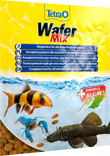 Корм Tetra WaferMix 15 г (сашет), пластинки для донных рыб и ракообразных, с креветкой и спирулиной