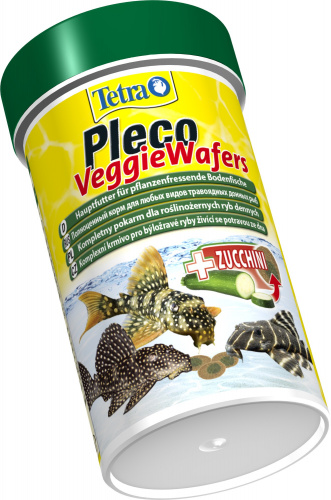 Корм Tetra Pleco Veggie Wafers 100 мл, пластинки для травоядных донных рыб, с цукини фото 2