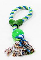 Игрушка для собак COMFY ZIBI веревка зеленая с мячиком из пластмассы, для собаки 37см