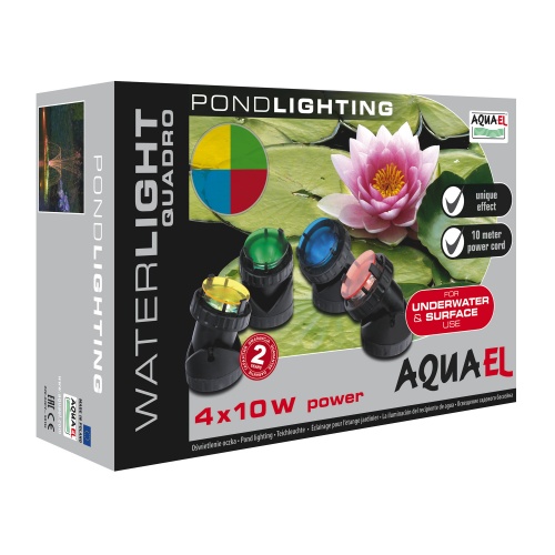 Детальная картинка Лампа подводная AQUAEL WATERLIGHT QUADRO (4x10W), для пруда и сад