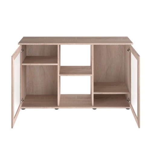 Детальная картинка Подставка AquaPlus  120 (121*41*72) две дверки МДФ со стеклом, дуб сонома, в коробке фото 2