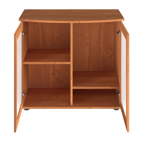 Детальная картинка Подставка AquaPlus фигурная 80 (81x36/28x72 см) две дверки МДФ со стеклом, ольха, в коробке, подходит для модели аквариума LUX Ф115 фото 3