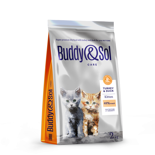 Детальная картинка Buddy&Sol CARE KITTEN  сухой корм суперпремиум-класса с индейкой и уткой для котят 2кг