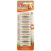 Картинка анонса Косточки прессованные 8in1 Delights Strong для собак, с куриным мясом в жесткой говяжьей коже, XS (7,5 см), 7 шт.
