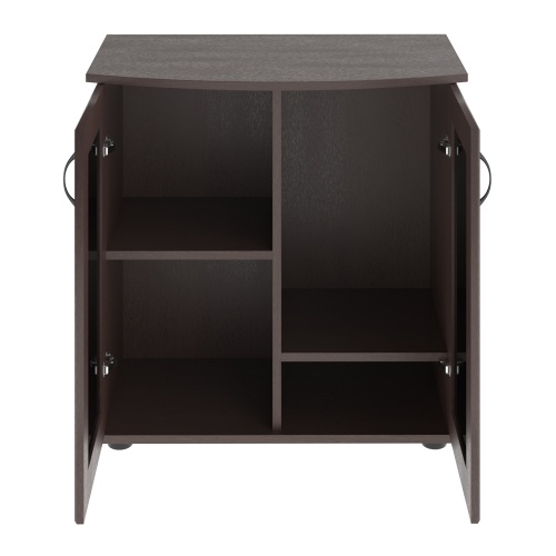 Детальная картинка Подставка AquaPlus фигурная 70 (71x36/30x72 см) две дверки МДФ со стеклом, венге, в коробке, подходит для модели аквариума LUX Ф105 фото 4