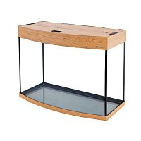 Картинка анонса Аквариум AquaPlus LUX Ф105 дуб (71х36х56 см) стекло 6 мм, фигурный, 99 л., с лампами Т8 2х18 Вт, аквар. коврик
