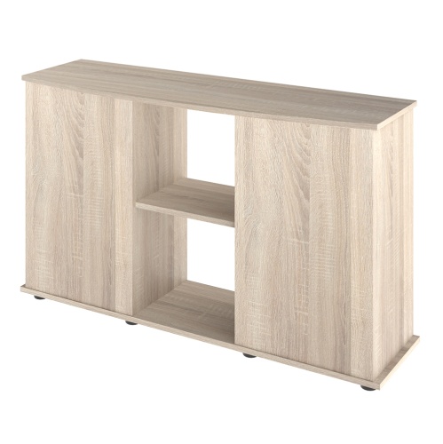 Детальная картинка Подставка AquaPlus фигурная 120 (121х41/32х72 см) две дверки ДСП, дуб сонома , в коробке, подходит для модели аквариума LUX Ф245