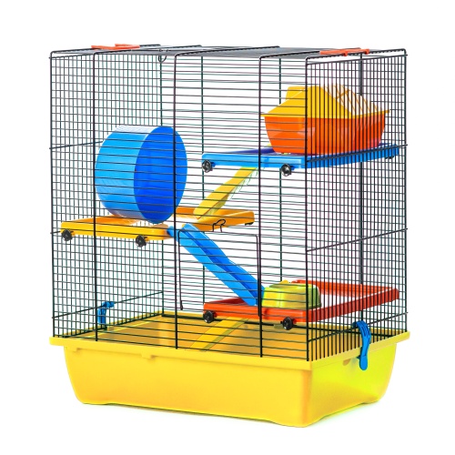 Детальная картинка Клетка InterZoo  G-048 GINO II COLOR +PLASTIC (420х290х490мм), для грызунов, прут цветной фото 3