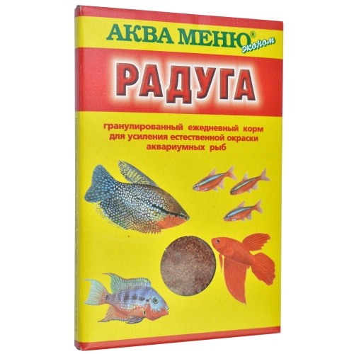 Детальная картинка Корм экструдированный АКВА МЕНЮ Радуга 25 г, мелкие гранулы для усиления естественной окраски рыб