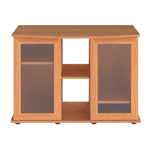 Детальная картинка Подставка AquaPlus фигурная 100 (101х42/33х72 см) две дверки МДФ со стеклом, бук, в коробке, подходит для модели аквариума LUX Ф170 фото 2