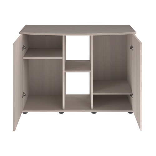 Детальная картинка Подставка AquaPlus фигурная 100 (101х42/33х72 см) две дверки ДСП, выбеленный дуб, в коробке, подходит для модели аквариума LUX Ф170 фото 3