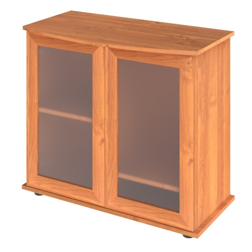 Детальная картинка Подставка AquaPlus фигурная 80 (81x36/28x72 см) две дверки МДФ со стеклом, ольха, в коробке, подходит для модели аквариума LUX Ф115