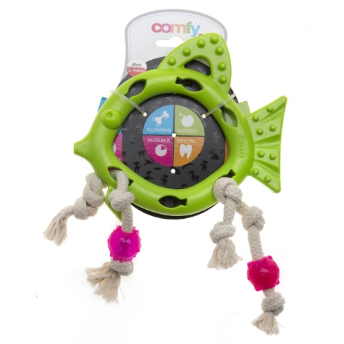 Детальная картинка Игрушка для собак COMFY ROBBI рыбка зеленая +канат