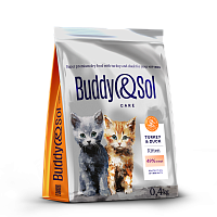 Картинка анонса Buddy&Sol CARE KITTEN  сухой корм суперпремиум-класса с индейкой и уткой для котят 0,4кг
