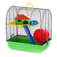 Картинка анонса Клетка InterZoo  G-004 GRIMM II COLOR + PLASTIC (360х240х380мм), для грызунов, прут цветной