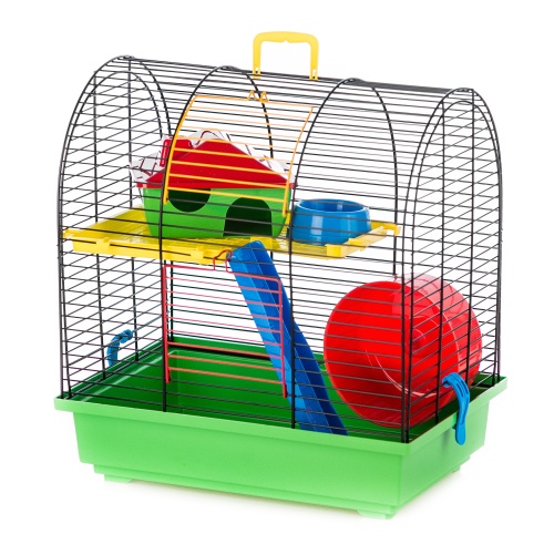 Детальная картинка Клетка InterZoo  G-004 GRIMM II COLOR + PLASTIC (360х240х380мм), для грызунов, прут цветной