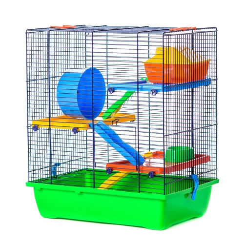 Детальная картинка Клетка InterZoo  G-048 GINO II COLOR +PLASTIC (420х290х490мм), для грызунов, прут цветной