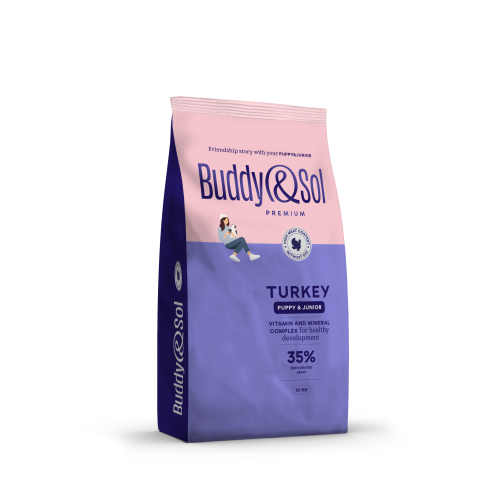 Детальная картинка Buddy&Sol PREMIUM PUPPY & JUNIOR Полнорационный сухой корм премиум-класса с индейкой для щенков и юниоров всех пород 1,8кг