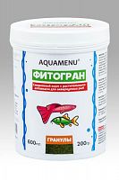 Корм с растительными добавками AQUAMENU Фитогран 600 мл, гранулы для мелких и средних аквариумных рыб