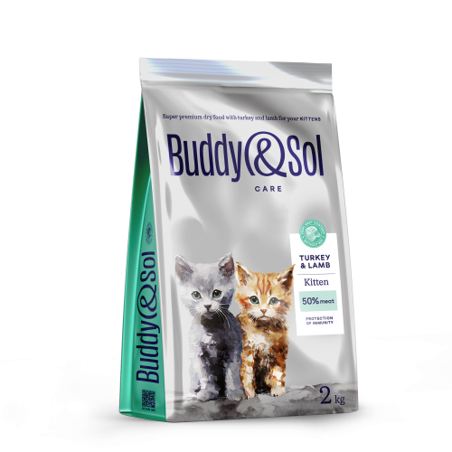 Детальная картинка Buddy&Sol CARE KITTEN  сухой корм суперпремиум-класса с индейкой и ягненком для котят 2кг