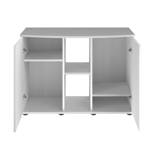 Детальная картинка Подставка AquaPlus фигурная 100 (101х42/33х72 см) две дверки ДСП, белое дерево, в коробке, подходит для модели аквариума LUX Ф170 фото 3