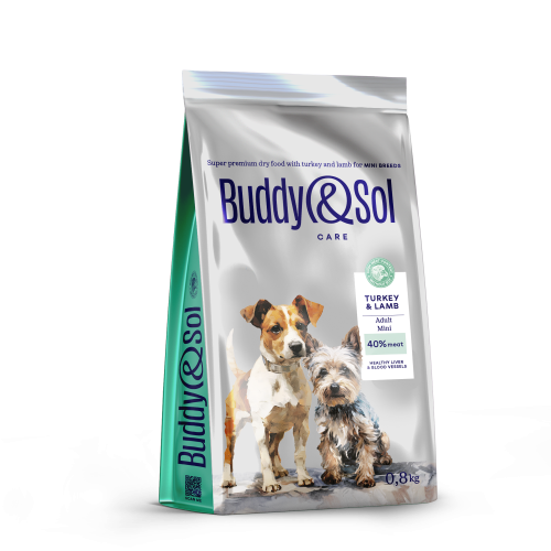 Детальная картинка Buddy&Sol CARE ADULT MINI сухой корм суперпремиум-класса с индейкой и ягненком для взрослых собак мелких пород 0,8кг