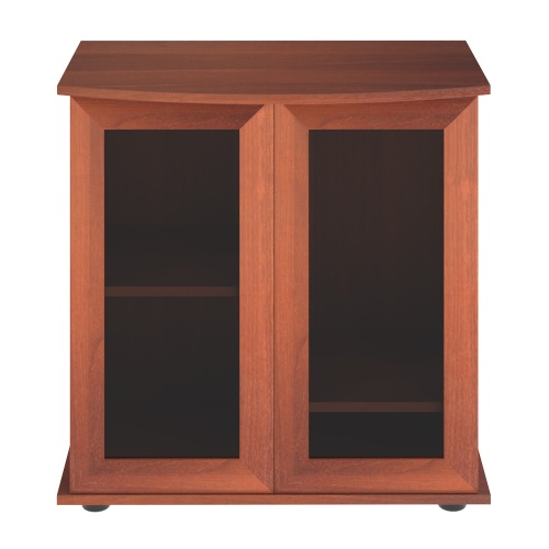 Детальная картинка Подставка AquaPlus фигурная 70 (71x36/30x72 см) две дверки МДФ со стеклом, итальянский орех, в коробке, подходит для модели аквариума LUX Ф105 фото 2