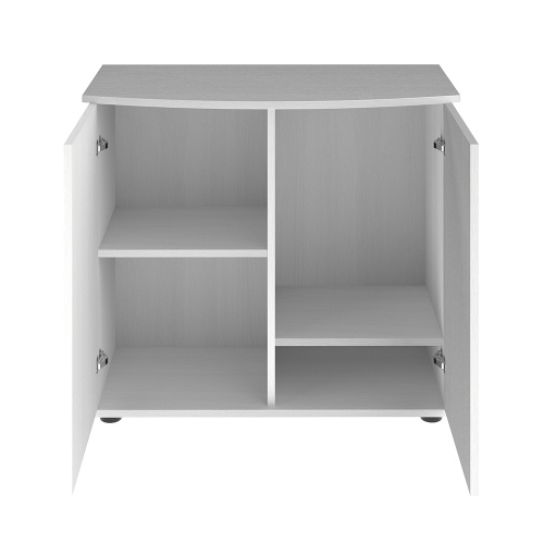 Детальная картинка Подставка AquaPlus фигурная 80 (81x36/28x72 см) две дверки ДСП, белое дерево, в коробке, подходит для модели аквариума LUX Ф115 фото 2