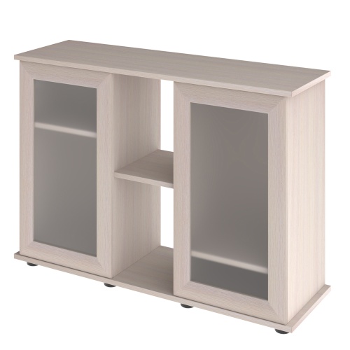 Детальная картинка Подставка AquaPlus 100 (101*41*72 см) две дверки МДФ со стеклом, выбеленный дуб, в коробке, подходит для модели аквариума LUX П200