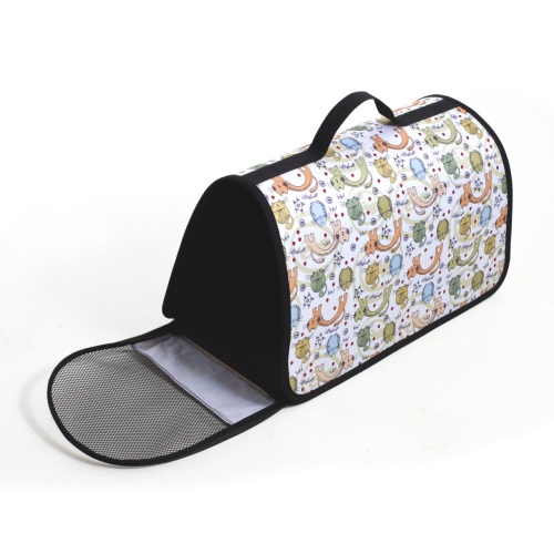 Детальная картинка Сумка-переноска жесткая №4 (51х29х29 см) бежевая дизайн "Коты", без ремня фото 2