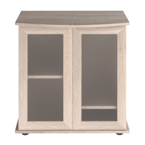 Детальная картинка Подставка AquaPlus фигурная 70 (71x36/30x72 см) две дверки МДФ со стеклом, дуб сонома , в коробке, подходит для модели аквариума LUX Ф105 фото 2