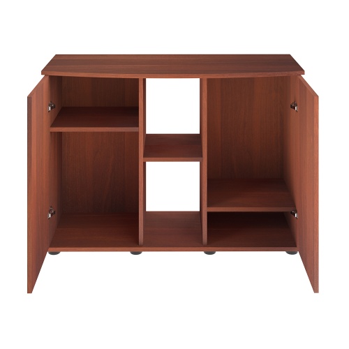 Детальная картинка Подставка AquaPlus фигурная 100 (101х42/33х72 см) две дверки ДСП, итальянский орех, в коробке, подходит для модели аквариума LUX Ф170 фото 3