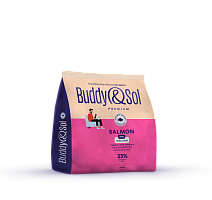 Картинка анонса Buddy&Sol PREMIUM HAIR & SKIN Полнорационный сухой корм премиум-класса с лососем для взрослых собак средних и крупных пород. Здоровая кожа и красивая шерсть 1,8кг