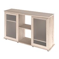 Картинка анонса Подставка AquaPlus фигурная 120 (121х41/32х72 см) две дверки МДФ со стеклом, дуб сонома, в коробке