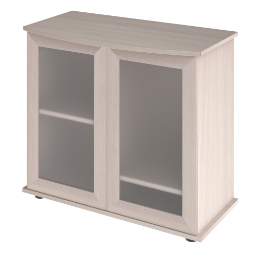 Детальная картинка Подставка AquaPlus фигурная 80 (81x36/28x72 см) две дверки МДФ со стеклом, выбеленный дуб, в коробке, подходит для модели аквариума LUX Ф115
