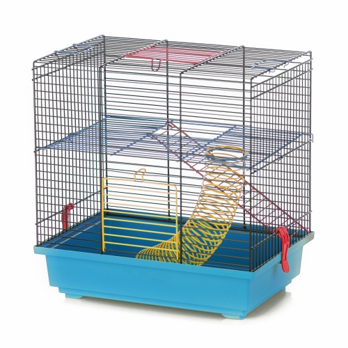 Детальная картинка Клетка InterZoo  G-008 TEDDY I COLOR + EQUIPMENT (360х240х360мм), для грызунов, прут цветной фото 4