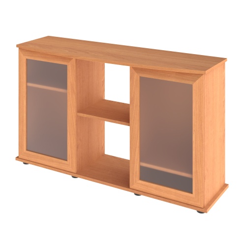 Детальная картинка Подставка AquaPlus фигурная 120 (121х41/32х72 см) две дверки МДФ со стеклом, бук, в коробке, подходит для модели аквариума LUX Ф245