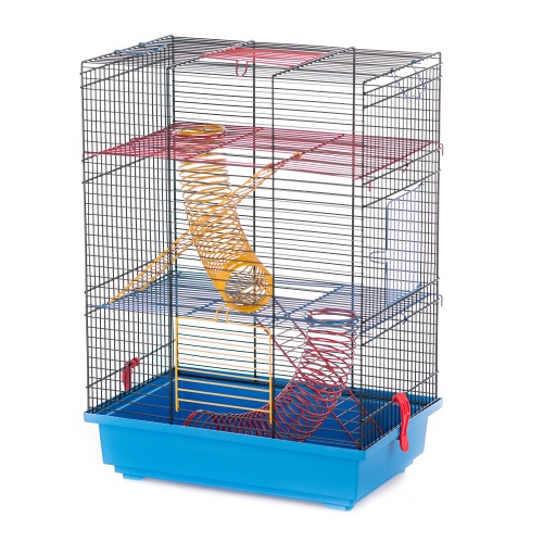 Детальная картинка Клетка InterZoo  G-020 TEDDY II COLOR + SPRING (360х240х540мм), для грызунов, прут цветной фото 2