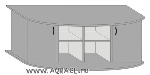 Подставка AquaPlus фигурная 153 (155*51*71 см) с двумя дверками ДСП по краям, выбеленный дуб, в коробке, подходит для модели аквариума LUX Ф380