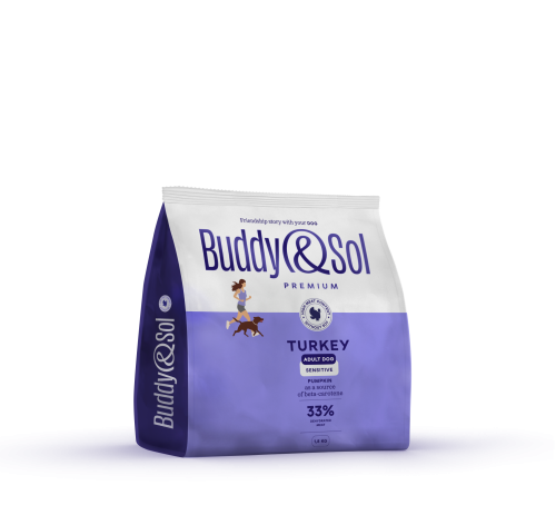 Детальная картинка Buddy&Sol PREMIUM SENSITIVE Полнорационный сухой корм премиум-класса с индейкой для взрослых собак средних и крупных пород. Чувствительное пищеварение 1,8кг