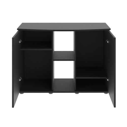 Детальная картинка Подставка AquaPlus фигурная 100 (101х42/33х72 см) две дверки ДСП, черная, в коробке, подходит для модели аквариума LUX Ф170 фото 3