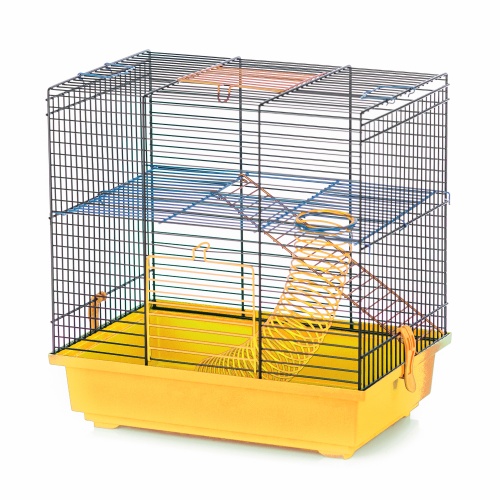 Детальная картинка Клетка InterZoo  G-008 TEDDY I COLOR + EQUIPMENT (360х240х360мм), для грызунов, прут цветной фото 3