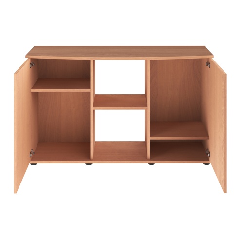 Детальная картинка Подставка AquaPlus фигурная 120 (121х41/32х72 см) две дверки ДСП, бук, в коробке, подходит для модели аквариума LUX Ф245 фото 3