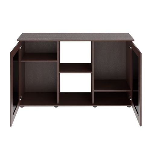 Детальная картинка Пoдставка New 120 (121*41*72) две дверки МДФ со стеклом, венге, собранная  фото 3