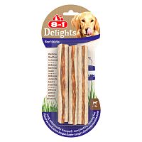 Картинка анонса Палочки 8in1 Delights Beef для собак, с говяжьим мясом в жесткой говяжьей коже, 3 шт х 25 г